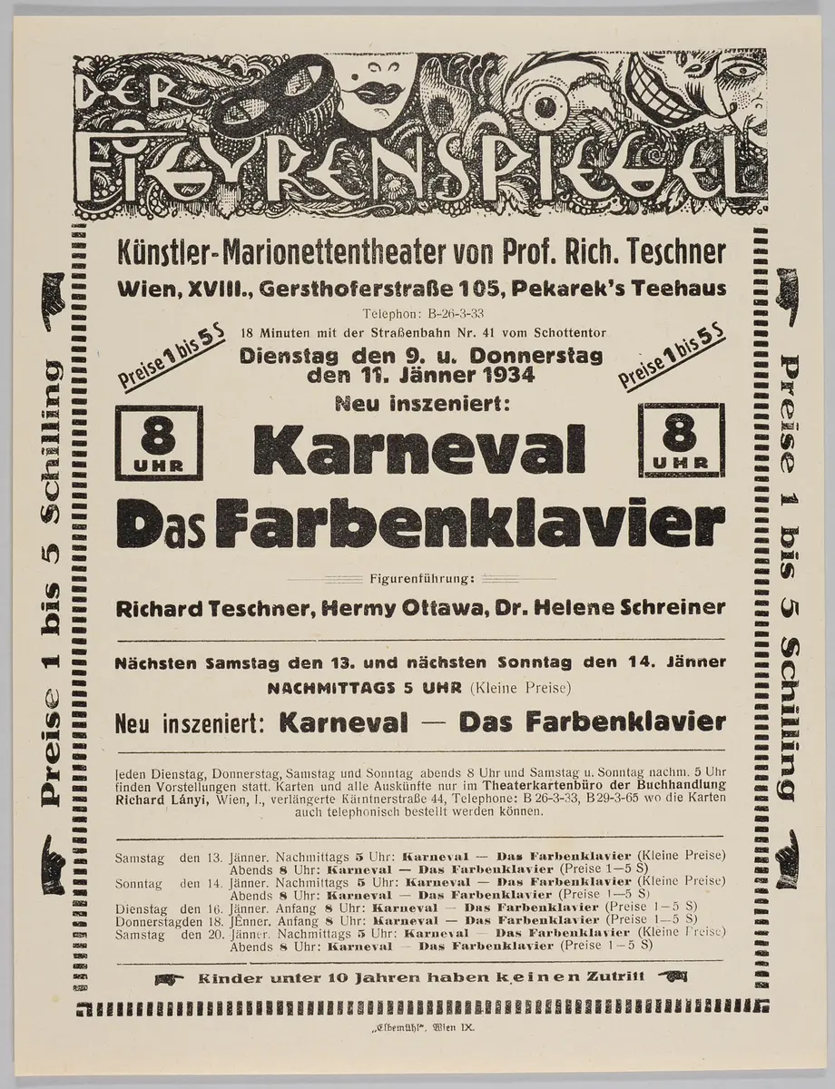 Der Figurenspiegel, Verweis auf Stücktitel: Karneval / Traum im Karneval, Verweis auf Stücktitel: Das Farbenklavier