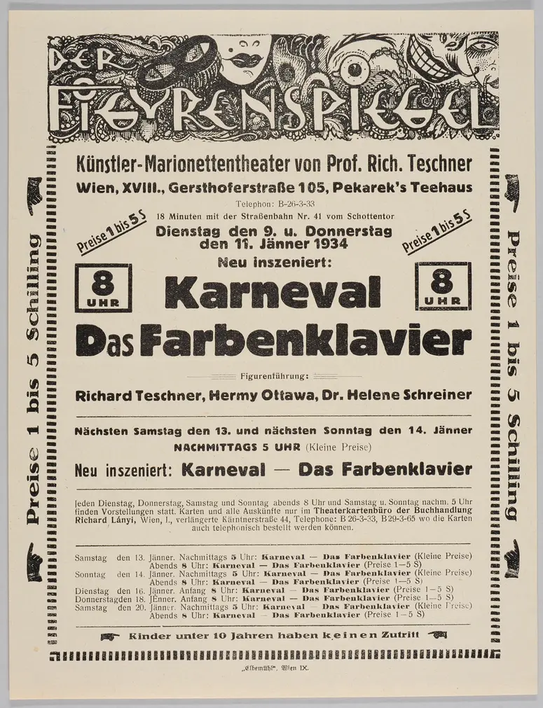 Der Figurenspiegel, Verweis auf Stücktitel: Karneval / Traum im Karneval, Verweis auf Stücktitel: Das Farbenklavier