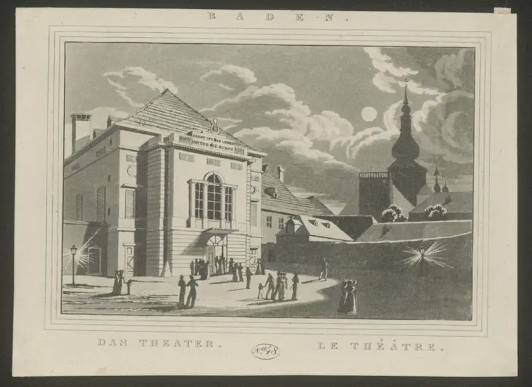 Baden, Altes Stadttheater, Titel in Vorlageform: Baden. Das Theater. Le Théâtre.