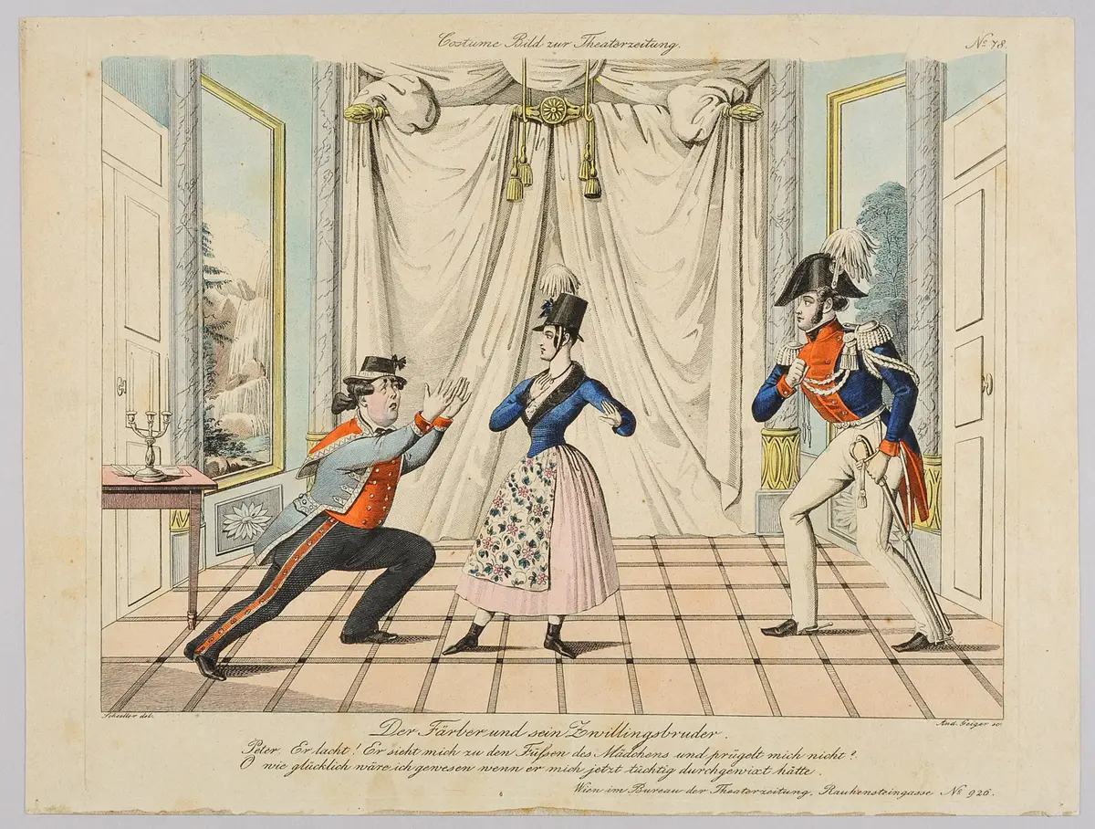 Der Färber und sein Zwillingsbruder, Titel der Serie: Costume-Bild, Name der Zeitschrift: Wiener Theaterzeitung