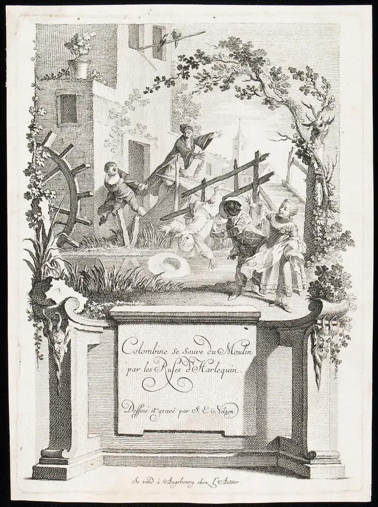 Colombine se sauve du moulin par les Ruses d'Harlequin, Titel der Serie: Columbine und Harlequin