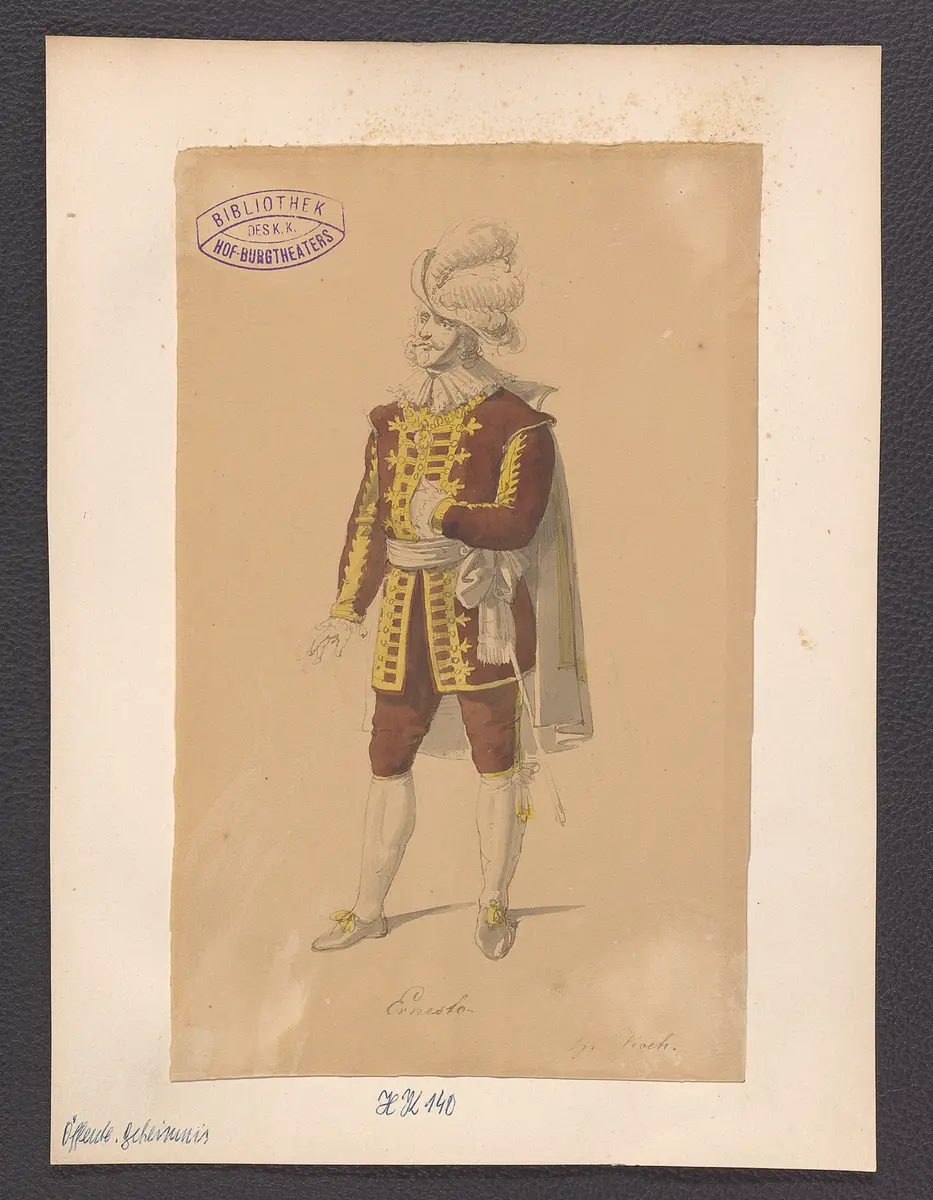 Das öffentliche Geheimnis, Alternativtitel: Das laute Geheimnis, Originaltitel: El secreto a voces, Titel der Serie: Figurinen des k.k. Hof-Burgtheaters