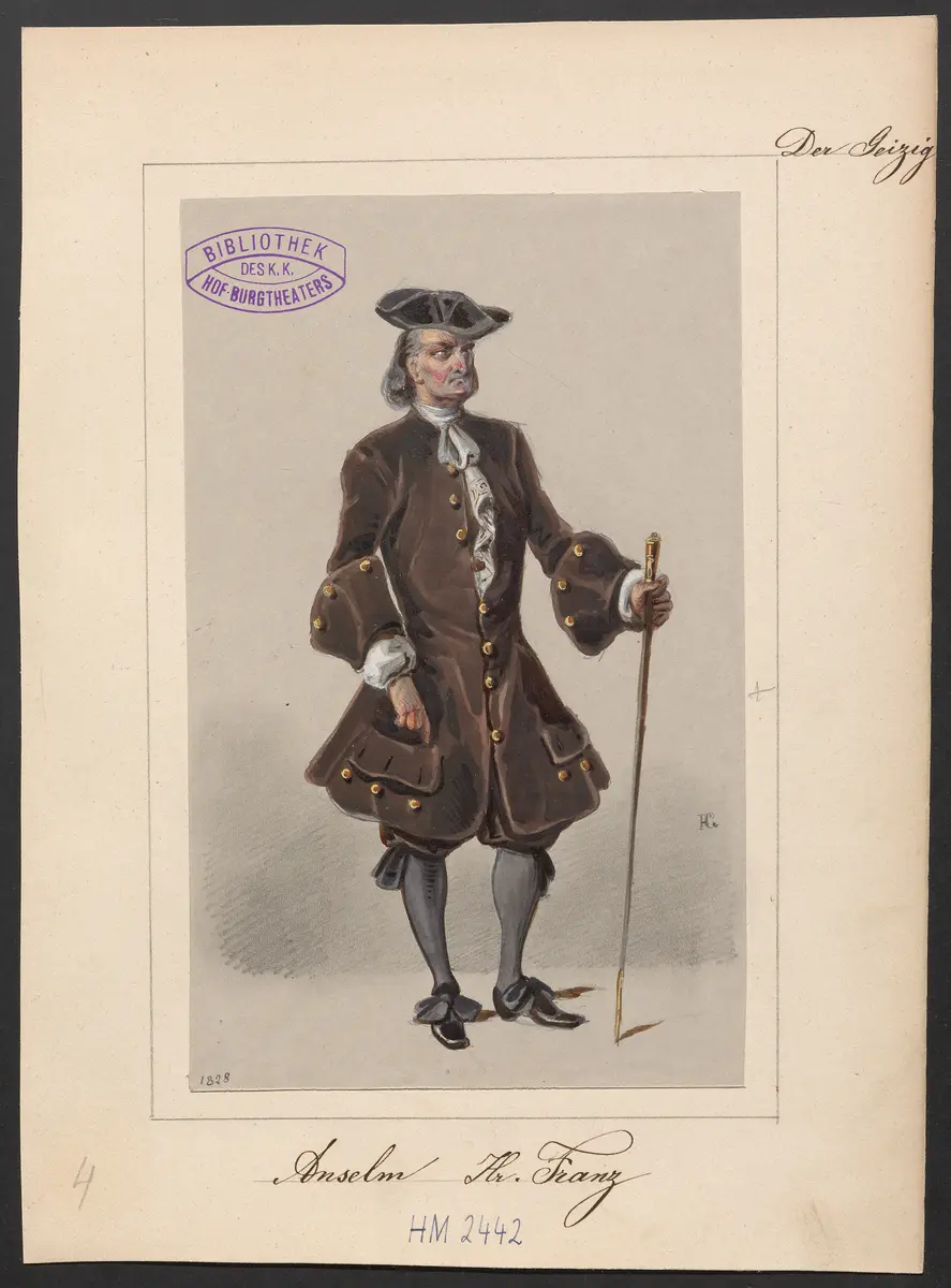 Der Geizige, Originaltitel: L'Avare, Titel der Serie: Figurinen des k.k. Hof-Burgtheaters