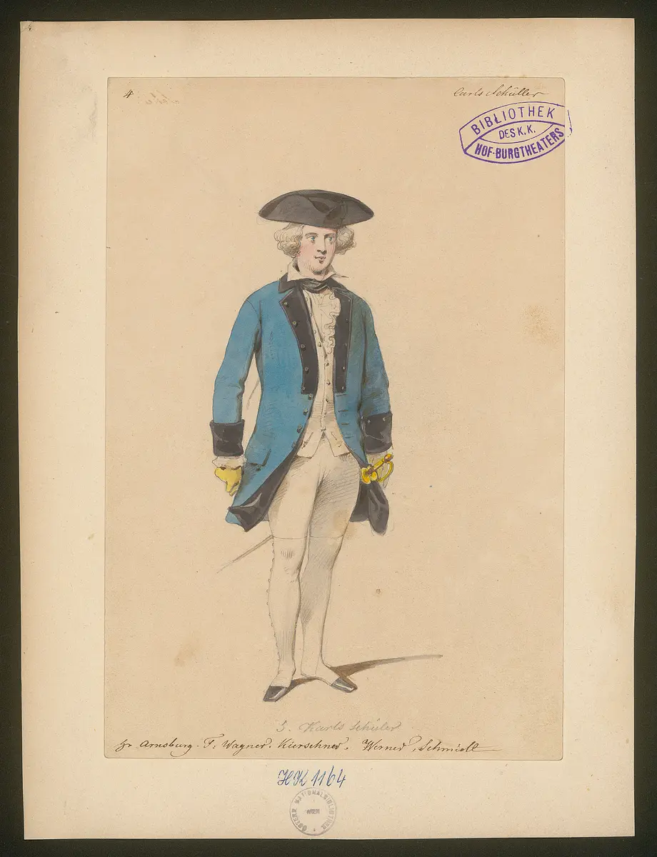 Die Karlsschüler, Titel der Serie: Figurinen des k.k. Hof-Burgtheaters