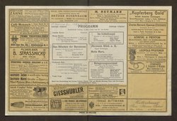 Kabarett Fledermaus, Titel in Vorlageform: Fledermaus Theater und Cabaret, Verweis auf Stücktitel: Das Höschen der Baronesse, Verweis auf Stücktitel: Im Schlafcoupé, Verweis auf Stücktitel: Belagerungszustand