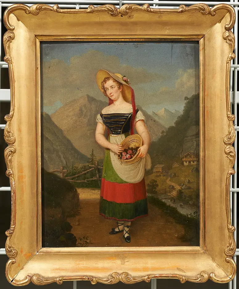 Amalie Haizinger als Liesli, Verweis auf Stücktitel: Das Alpenröslein