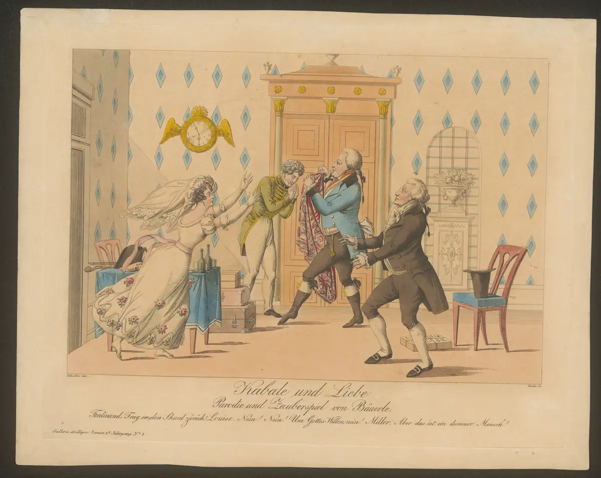 Kabale und Liebe, Titel der Serie: Gallerie drolliger Scenen, Name der Zeitschrift: Wiener Theaterzeitung