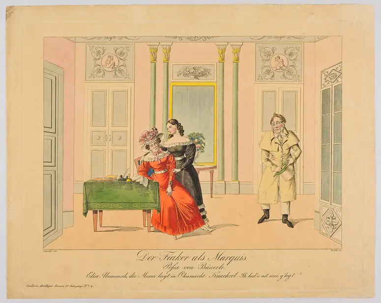Der Fiaker als Marquis, Titel der Serie: Gallerie drolliger Scenen, Name der Zeitschrift: Wiener Theaterzeitung