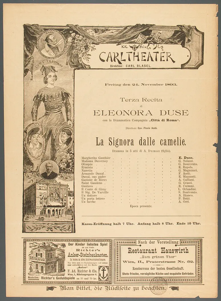 Die Kameliendame, Titel in Vorlageform: La Signora dalle Camelie