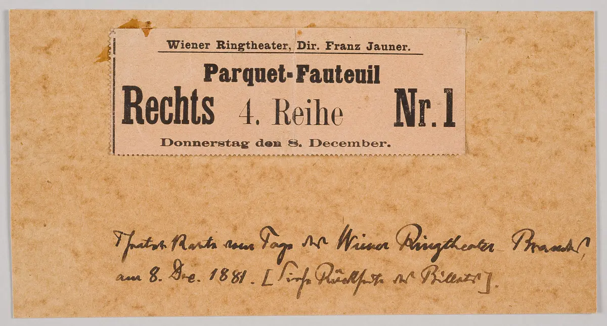 Hoffmanns Erzählungen, Eintrittskarte des Brandtages des Ringtheater 1881