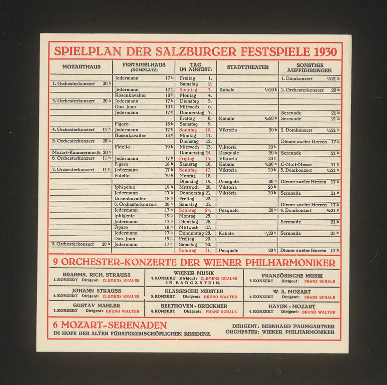 Salzburger Festspiele 1930, Verweis auf Stücktitel: Figaros Hochzeit, Verweis auf Stücktitel: Don Juan, Verweis auf Stücktitel: Fidelio, Verweis auf Stücktitel: Der Rosenkavalier, Verweis auf Stücktitel: Don Pasquale, Verweis auf Stücktitel: Jedermann, Verweis auf Stücktitel: Kabale und Liebe, Verweis auf Stücktitel: Der Diener zweier Herren, Verweis auf Stücktitel: Viktoria
