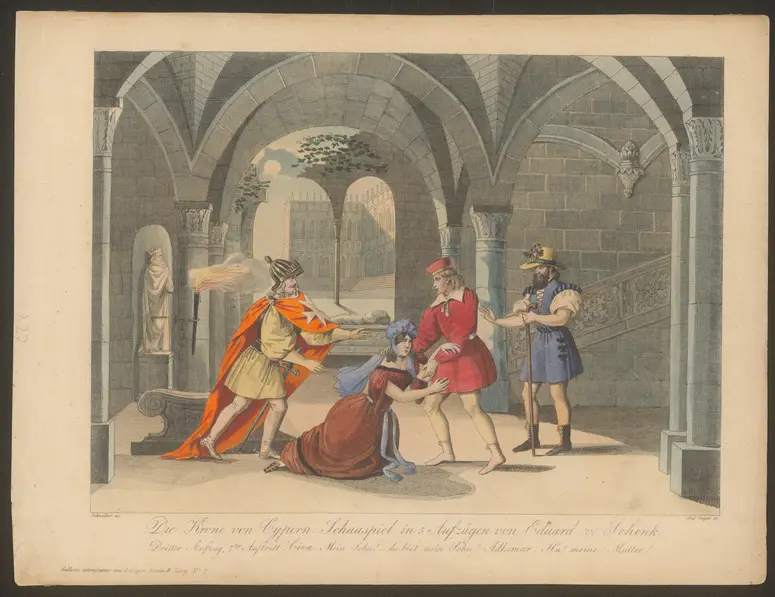 Die Krone von Cypern, Titel der Serie: Gallerie interessanter und drolliger Scenen, Name der Zeitschrift: Wiener Theaterzeitung