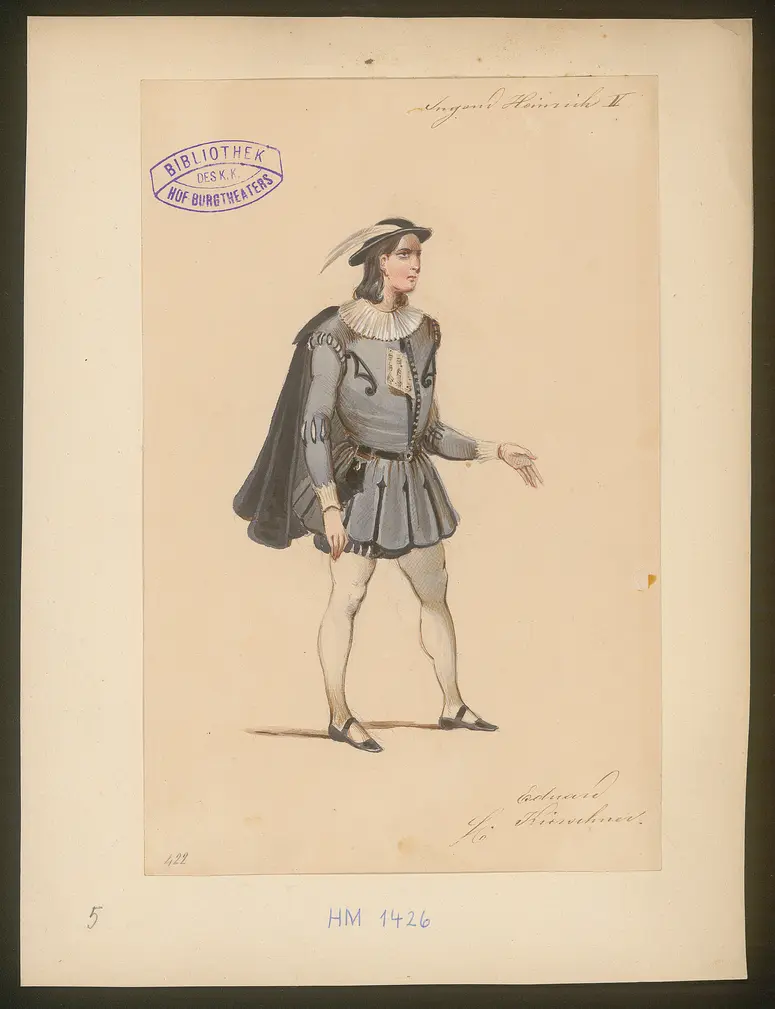 Die Jugend Heinrichs des Fünften, Originaltitel: La jeunesse d'Henri V, Titel der Serie: Figurinen des k.k. Hof-Burgtheaters