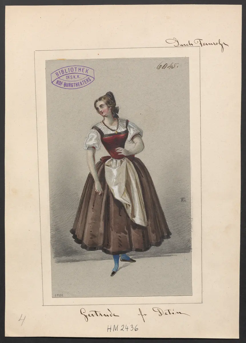 Durchs Fernrohr, Titel der Serie: Figurinen des k.k. Hof-Burgtheaters