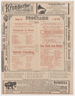 Budapester Orpheum-Gesellschaft, Sonntagsruhe im Bureau, Optische Täuschung, Das Kind von Heute