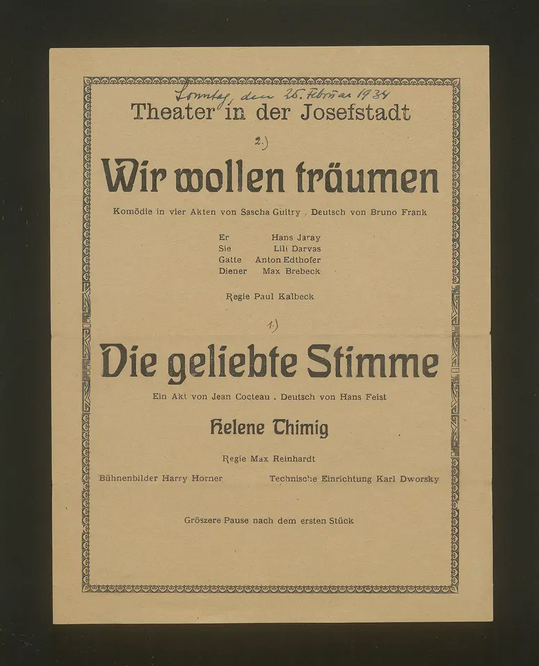 Die geliebte Stimme, Wir wollen träumen