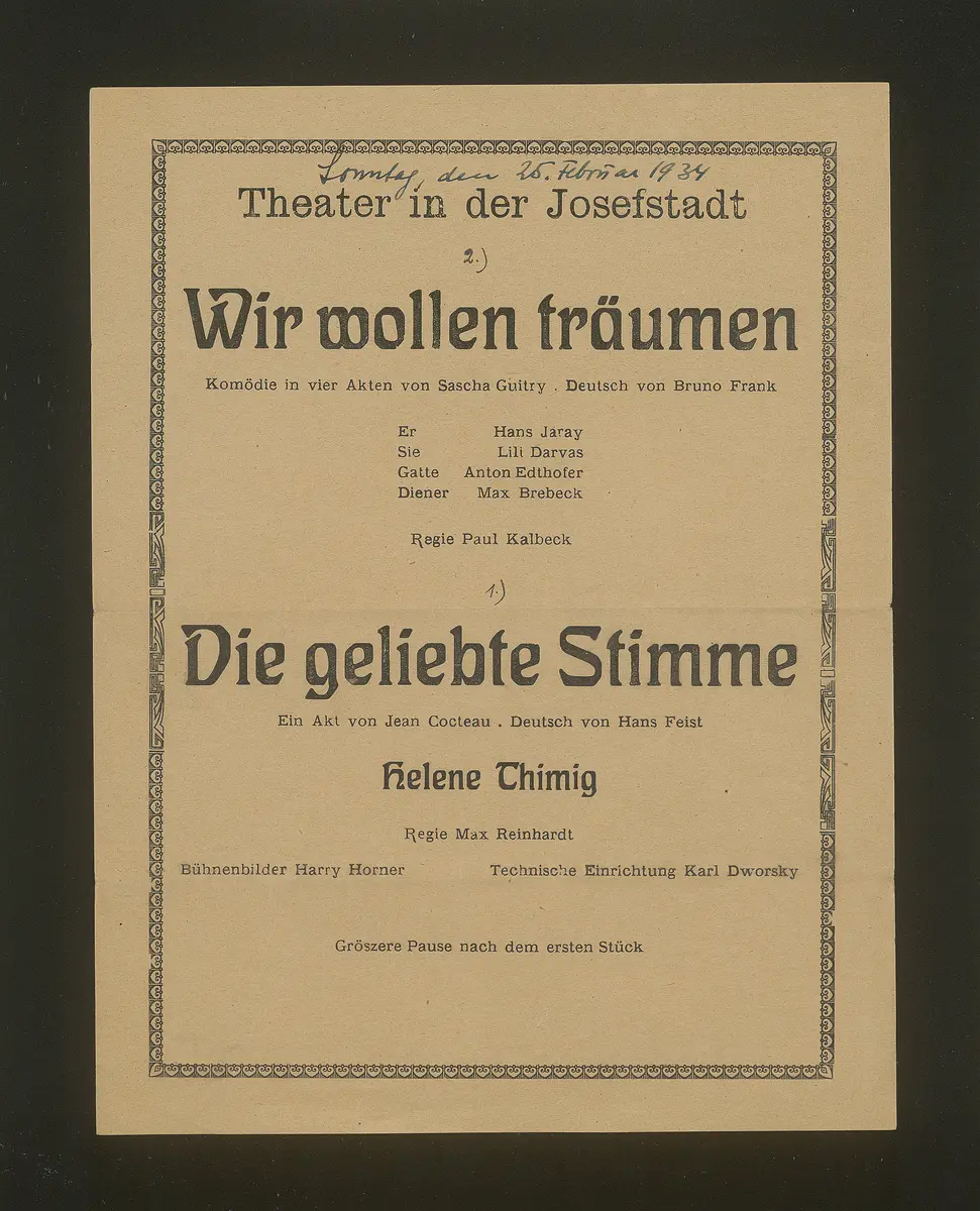 Die geliebte Stimme, Wir wollen träumen