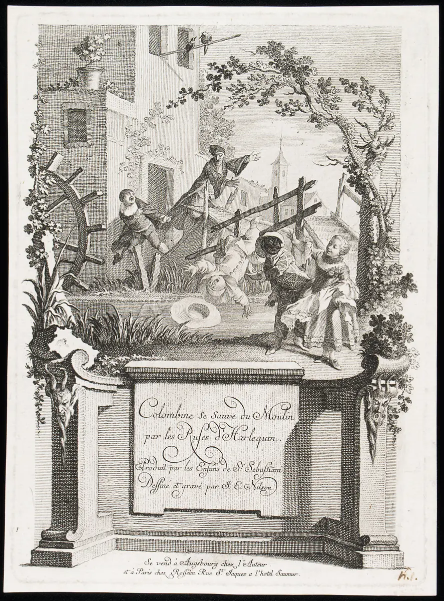 Colombine se sauve du Moulin par les Ruses d'Harlequin, Titel der Serie: Colombine und Harlekin