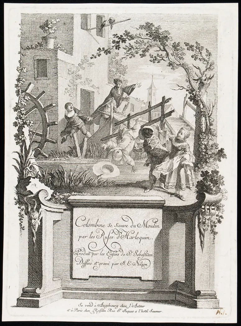 Colombine se sauve du Moulin par les Ruses d'Harlequin, Titel der Serie: Colombine und Harlekin