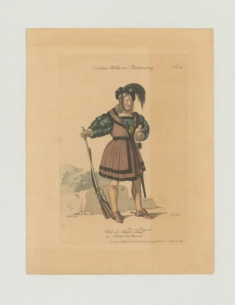 Karl Joseph Pöck, Titel der Serie: Costume-Bild, Name der Zeitschrift: Wiener Theaterzeitung, Verweis auf Stücktitel: Das Nachtlager von Granada
