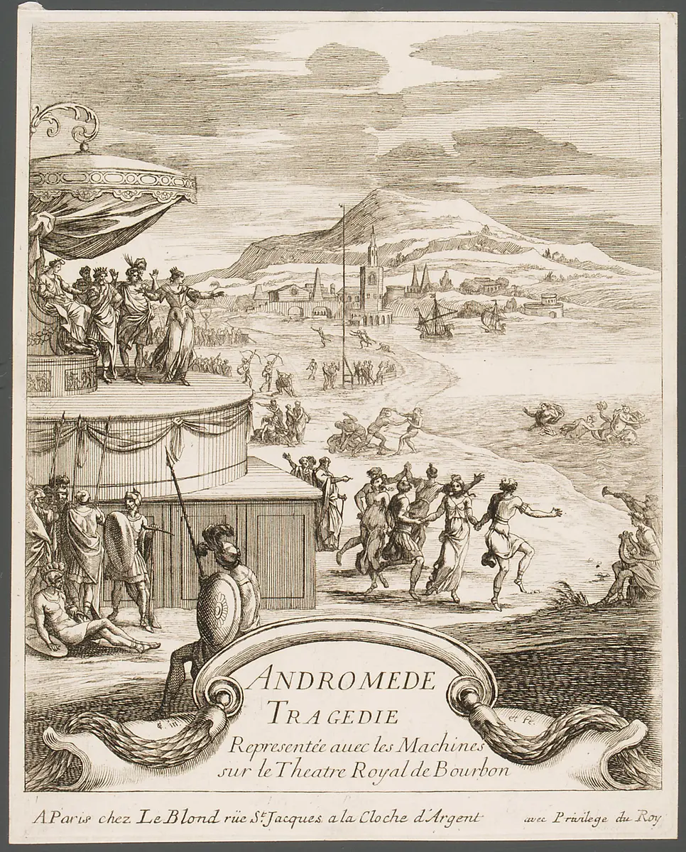 Andromede, Titel in Vorlageform: Andromede Tragedie Representée avec les Machines sur le Theatre Royal de Bourbon, Alternativtitel: Andromeda
