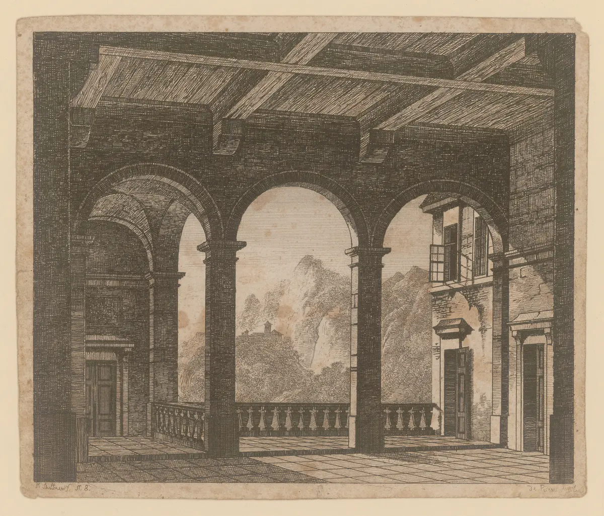 Der Hund des Aubri de Mont Didier, Alternativtitel: Der Hund des Aubri de Montdidier oder Der Wald bey Bondy, Titel der Serie: Theaterdecorationen nach den Original Skitzen des k.k. Hof Theater Mahlers Anton de Pian, gestochen und verlegt von Norbert Bittner.