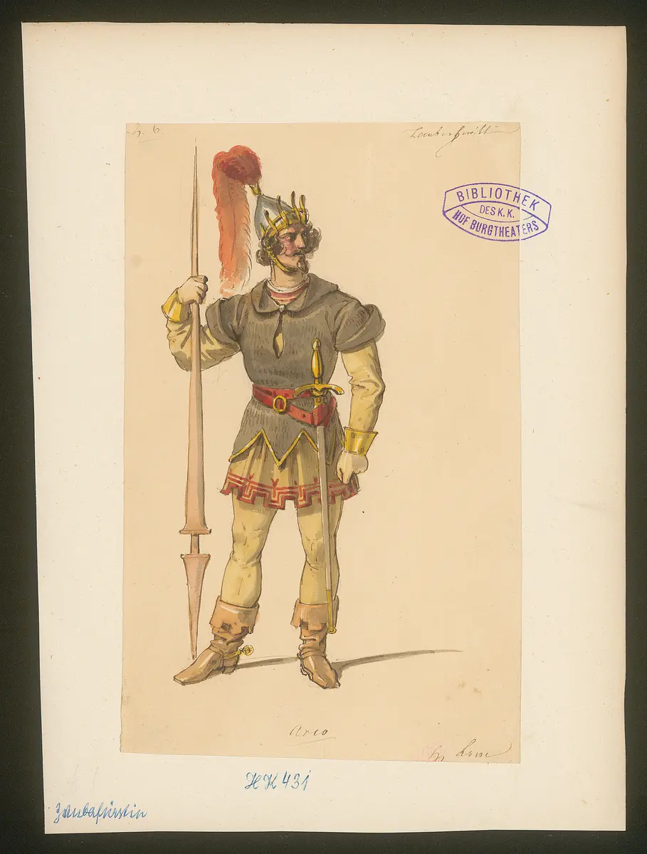 Die Zauberfürstin, Originaltitel: Der Fürst und der Minnesänger, oder das Zaubertal, Titel der Serie: Figurinen des k.k. Hof-Burgtheaters