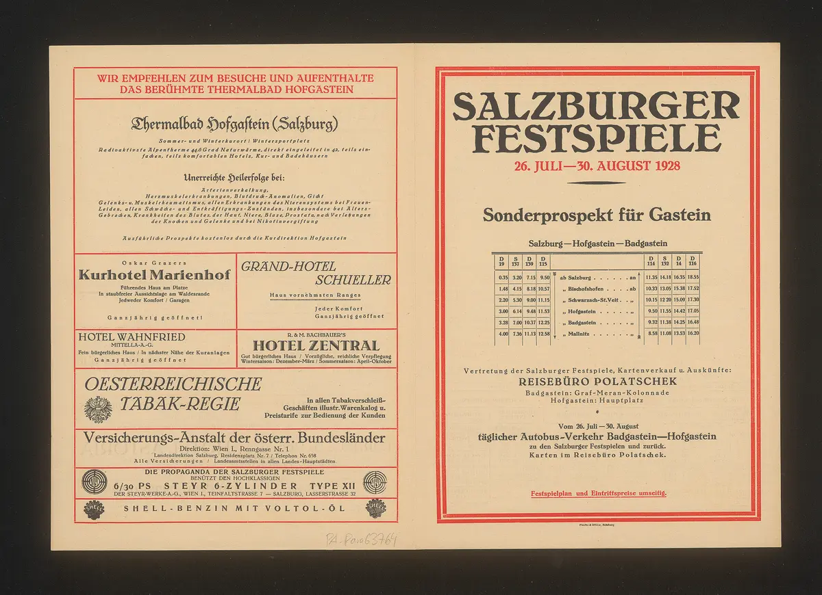 Salzburger Festspiele 1928, Verweis auf Stücktitel: Fidelio, Verweis auf Stücktitel: Die Zauberflöte, Verweis auf Stücktitel: Cosi fan tutte, Verweis auf Stücktitel: Die Räuber, Verweis auf Stücktitel: Iphigenie auf Tauris, Verweis auf Stücktitel: Jedermann, Verweis auf Stücktitel: Das Perchtenspiel