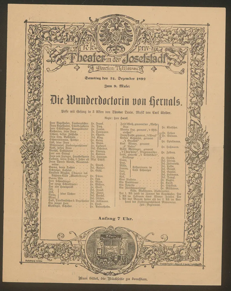 Die Wunderdoctorin von Hernals, Die Wunderdoktorin von Hernals