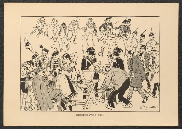 Ungarische Wahlen. (1921), Titel der Serie: Theo Zasche's Lachendes Wien