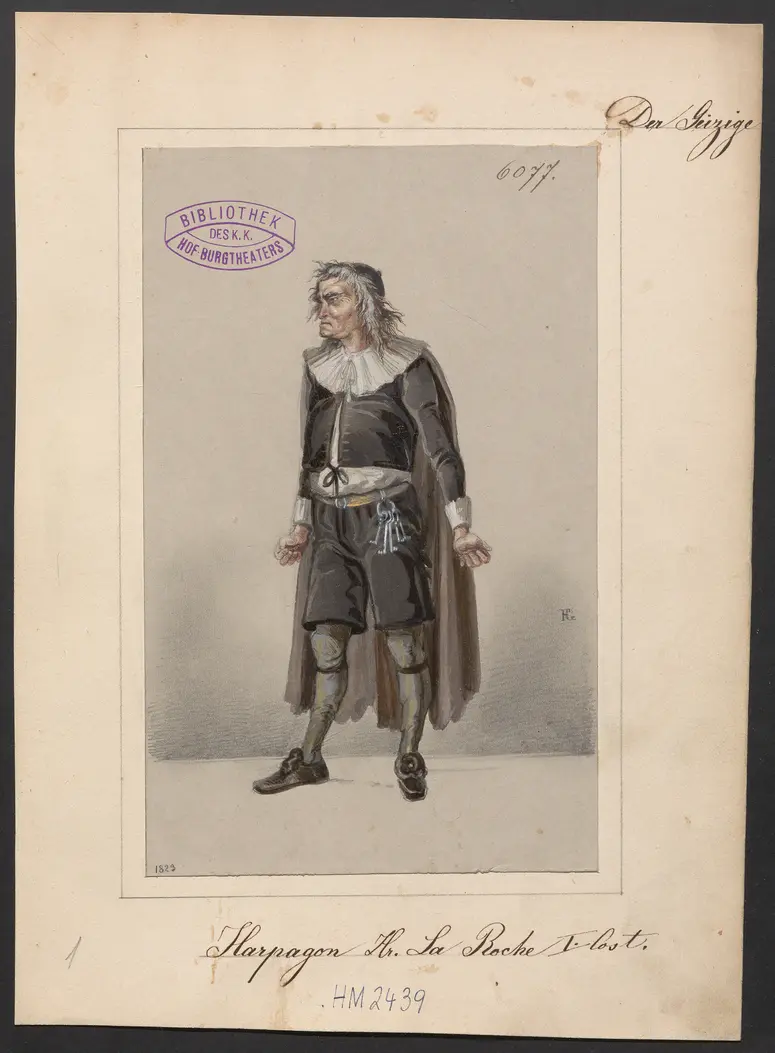 Der Geizige, Originaltitel: L'Avare, Titel der Serie: Figurinen des k.k. Hof-Burgtheaters