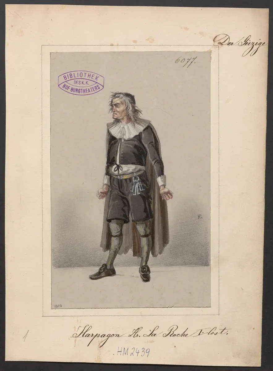 Der Geizige, Originaltitel: L'Avare, Titel der Serie: Figurinen des k.k. Hof-Burgtheaters