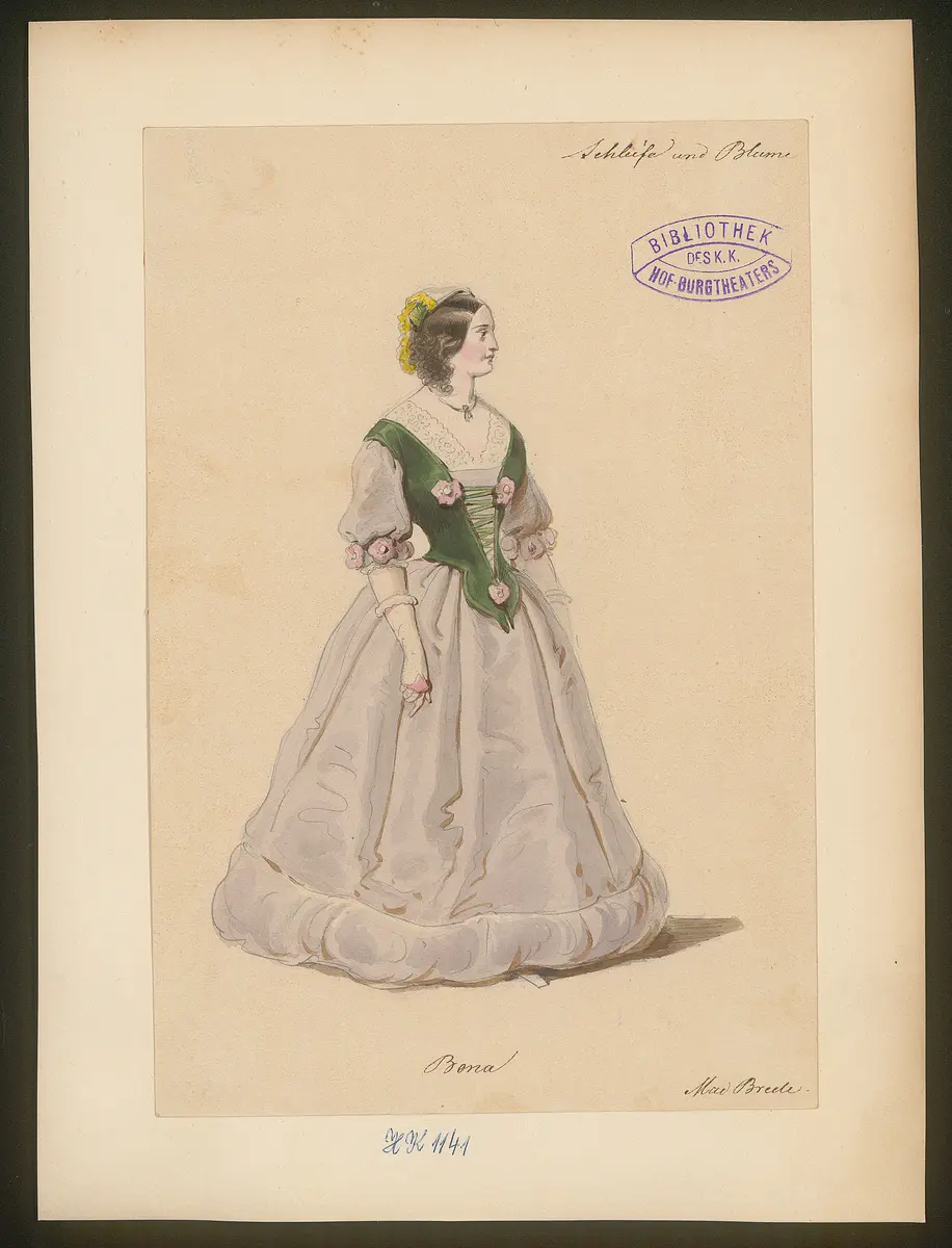 Schleife und Blume, Originaltitel: La banda y la flor, Titel der Serie: Figurinen des k.k. Hof-Burgtheaters