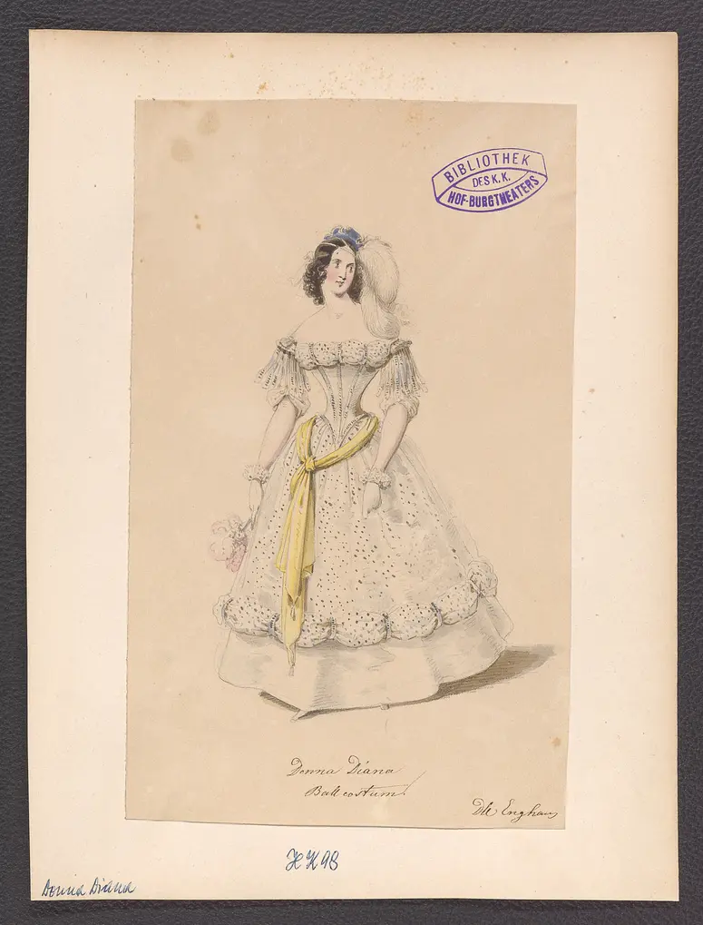 Donna Diana, oder Stolz und Liebe, Suchtitel: Donna Diana, Originaltitel: El desdén con el desdén, Titel der Serie: Figurinen des k.k. Hof-Burgtheaters