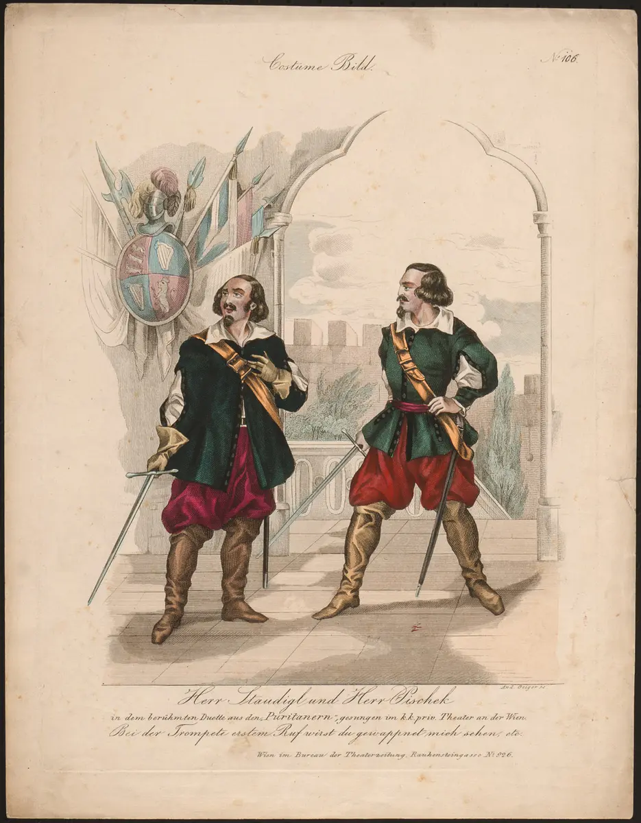 Die Puritaner, Alternativtitel: I puritani, Titel der Serie: Costume-Bild, Name der Zeitschrift: Wiener Theaterzeitung