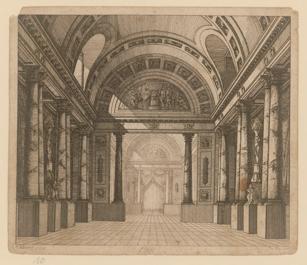 Iphigenia in Tauris, Titel der Serie: Theaterdecorationen nach den Original Skitzen des k.k. Hof Theater Mahlers Anton de Pian, gestochen und verlegt von Norbert Bittner.