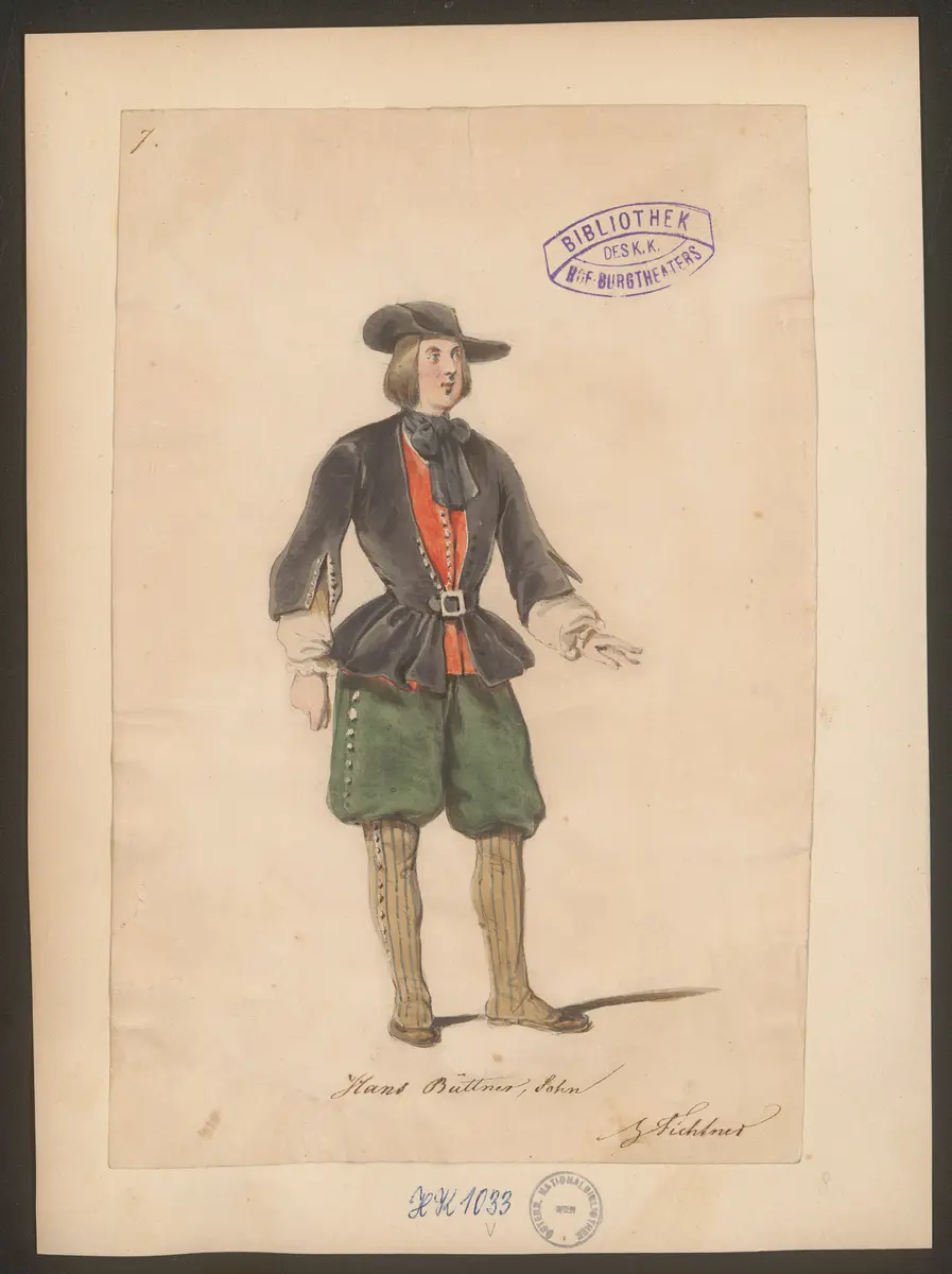 Ein deutscher Krieger, Titel der Serie: Figurinen des k.k. Hof-Burgtheaters