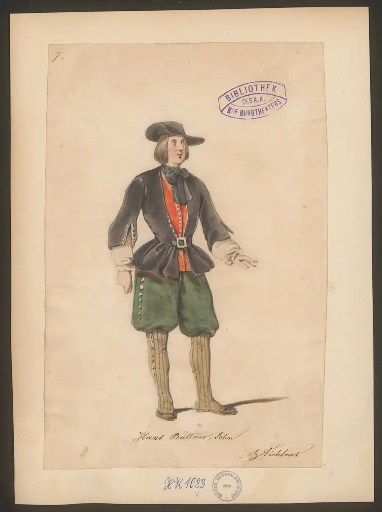 Ein deutscher Krieger, Titel der Serie: Figurinen des k.k. Hof-Burgtheaters