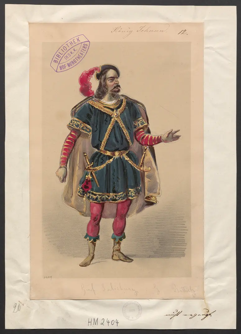 König Johann, Originaltitel: King John, Titel der Serie: Figurinen des k.k. Hof-Burgtheaters