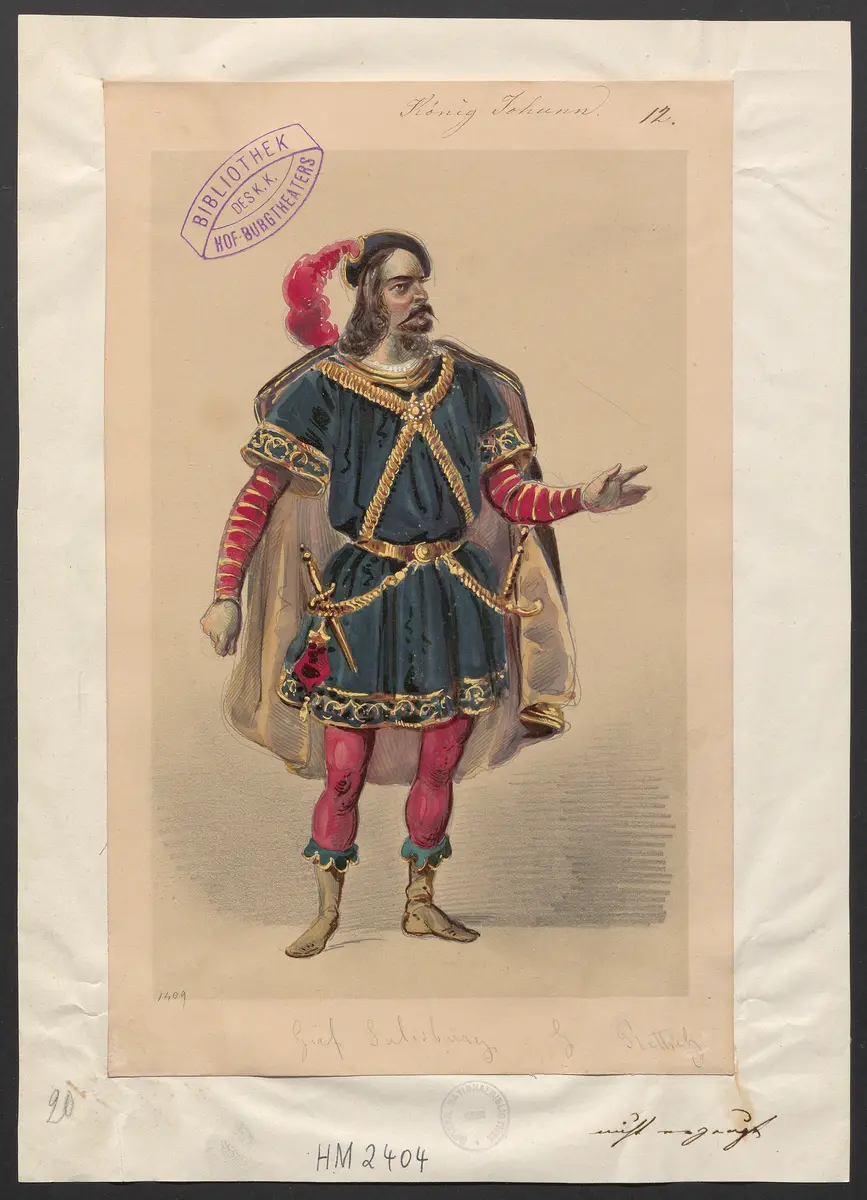 König Johann, Originaltitel: King John, Titel der Serie: Figurinen des k.k. Hof-Burgtheaters