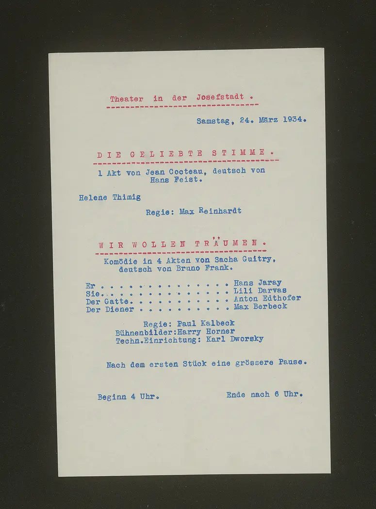 Die geliebte Stimme, Wir wollen träumen