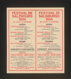 Salzburger Festspiele 1934, Titel in Vorlageform: Salzburg Festival 1934, Titel in Vorlageform: Festival de Salzbourg 1934, Titel in Vorlageform: Festival di Salisburgo 1934, Verweis auf Stücktitel: Fidelio, Verweis auf Stücktitel: Cosi fan tutte, Verweis auf Stücktitel: Figaros Hochzeit, Verweis auf Stücktitel: Die ägyptische Helena, Verweis auf Stücktitel: Elektra, Verweis auf Stücktitel: Die Frau ohne Schatten, Verweis auf Stücktitel: Der Rosenkavalier, Verweis auf Stücktitel: Don Giovanni, Verweis auf Stücktitel: Oberon, Verweis auf Stücktitel: Tristan und Isolde, Verweis auf Stücktitel: Jedermann, Verweis auf Stücktitel: Faust