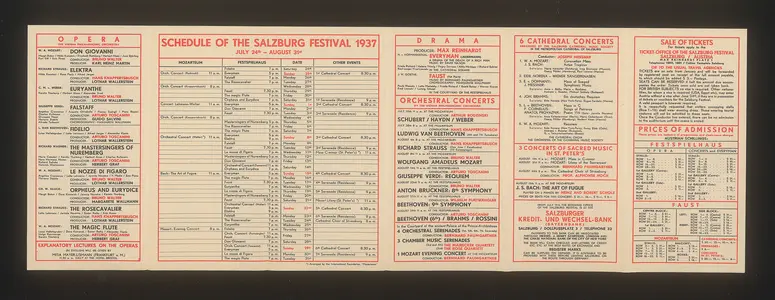 Salzburger Festspiele 1937, Titel in Vorlageform: Salzburg Festival 1937, Verweis auf Stücktitel: Don Giovanni, Verweis auf Stücktitel: Elektra, Verweis auf Stücktitel: Euryanthe, Verweis auf Stücktitel: Falstaff, Verweis auf Stücktitel: Fidelio, Verweis auf Stücktitel: Die Meistersinger von Nürnberg, Verweis auf Stücktitel: Le nozze di figaro, Verweis auf Stücktitel: Orpheus und Eurydike, Verweis auf Stücktitel: Der Rosenkavalier, Verweis auf Stücktitel: Die Zauberflöte, Verweis auf Stücktitel: Jedermann, Verweis auf Stücktitel: Faust