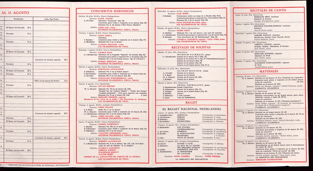 Salzburger Festspiele 1963, Titel in Vorlageform: Salzburgo Festival 1963, Verweis auf Stücktitel: Iphigenie in Aulis, Verweis auf Stücktitel: Cosi fan tutte, Verweis auf Stücktitel: Die Entführung aus dem Serail, Verweis auf Stücktitel: Figaros Hochzeit, Verweis auf Stücktitel: Die Zauberflöte, Verweis auf Stücktitel: Der Rosenkavalier, Verweis auf Stücktitel: Der Troubadour, Verweis auf Stücktitel: Jedermann, Verweis auf Stücktitel: Faust