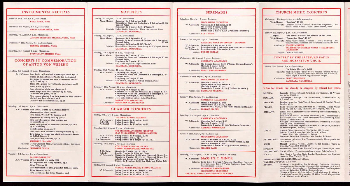Salzburger Festspiele 1965, Titel in Vorlageform: Salzburg Festival 1965, Verweis auf Stücktitel: Boris Godunow, Verweis auf Stücktitel: Cosi fan tutte, Verweis auf Stücktitel: Die Entführung aus dem Serail, Verweis auf Stücktitel: Die Gärtnerin aus Liebe, Verweis auf Stücktitel: Ariadne auf Naxos, Verweis auf Stücktitel: Elektra, Verweis auf Stücktitel: Macbeth, Verweis auf Stücktitel: Jedermann, Verweis auf Stücktitel: Faust, Verweis auf Stücktitel: König Ödipus / Ödipus auf Kolonos