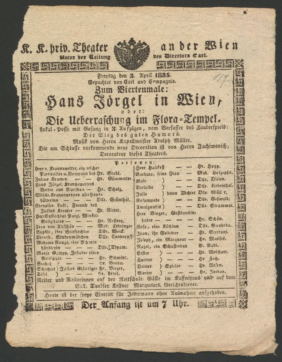 Hans Jörgel in Wien, oder Die Überraschung im Flora-Tempel