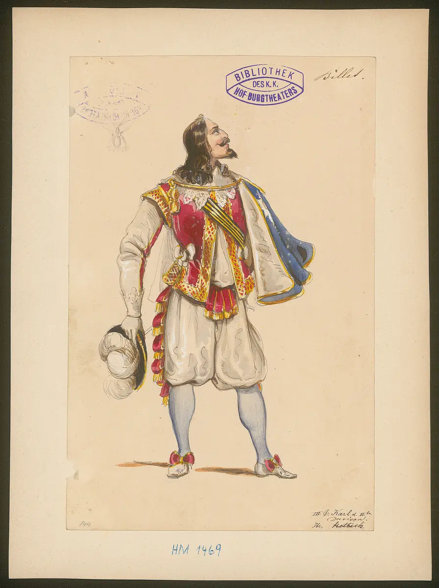 Ein Billett, Titel der Serie: Figurinen des k.k. Hof-Burgtheaters