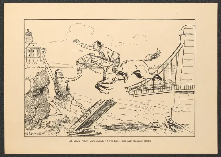 Die Jagd nach dem Glück. (König Karls Reise nach Budapest, 1921), Titel der Serie: Theo Zasche's Lachendes Wien