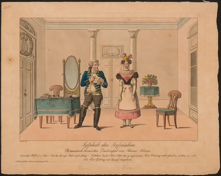 Sylphide das Seefräulein, Alternativtitel: Sylphide, das Seefräulein, Titel der Serie: Gallerie drolliger Scenen, Name der Zeitschrift: Wiener Theaterzeitung