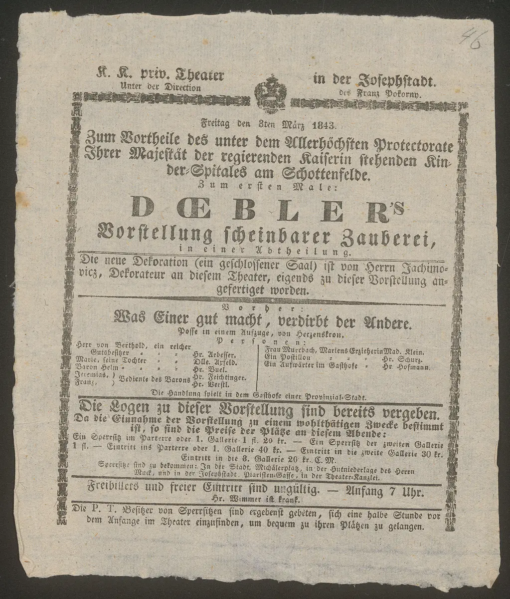 Döblers Vorstellung scheinbarer Zauberei, Was Einer gut macht verdirbt der Andere